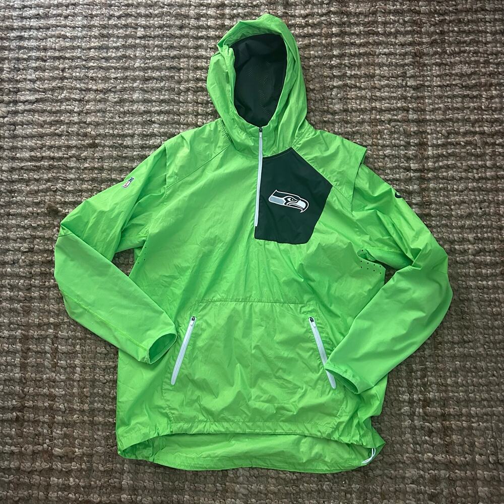 Nike Seattle Seahawks NFL Action Green Hooded Pullover Windbreaker Jacket XL